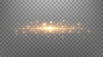 guld glittrande prickar, gnistrar, partiklar och stjärnor på en svart bakgrund. abstrakt ljuseffekt. guld lysande punkter. vektor illustration.
