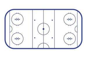 Eishockeyfeld, Ansicht von oben. Hockeyfeldumriss isoliert auf weißem Hintergrund. Vektor-Illustration. vektor