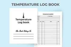 Notebook-Innenraum mit Temperatur-Tracker. Informationen zur Gesundheit des Patienten und Vorlage zur Überprüfung der Fiebertemperatur. Innenraum eines Logbuchs. medizinisches Informationsaufzeichnungsgerät und Körpertemperatur-Notizbuch. vektor