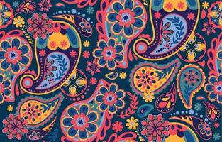 buntes Paisley-Muster mit niedlichen Retro-Farben vektor