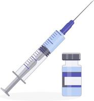Weglass Ampulle und Spritze. Schutz vor Viren und Krankheiten. Coronavirus Impfung. rechtzeitige Impfung. Vorlagendesign einer Medikamentenampulle vektor
