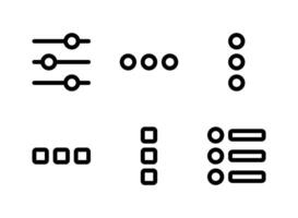 einfacher Satz von Vektorliniensymbolen für die Benutzeroberfläche. enthält Symbole wie Soundcontroller, Menüliste und mehr. vektor