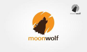 Mond-Wolf-Vektor-Logo-Illustration. Silhouette Kopf heulender Wolf Logo Vektor
