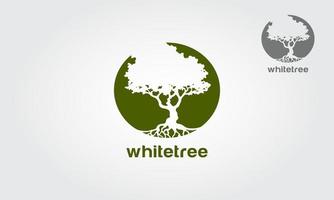 weiße Baum-Vektor-Logo-Vorlage. Dieses Logo ist das Hauptsymbol einer Eiche und symbolisiert Schutz, Frieden, Ruhe, Wachstum und Fürsorge oder Sorge um die Entwicklung. es ist ein ganz, ernst, edel. vektor