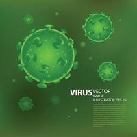 Virus-Vektor-Illustration Mikrobe auf grünem Hintergrund. computervirus, allergiebakterien, medizinische versorgung, mikrobiologiekonzept. Krankheitskeim, pathogener Organismus, infektiöse Mikrovirologie. vektor