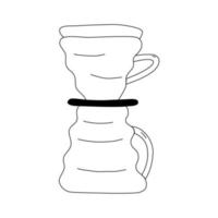 Gießen Sie über die Vektorillustration der Kaffeebrühmethode. Stilzeichnung für die manuelle Kaffeezubereitung. design für symbole, menü, artikel, poster, aufkleber. vektor