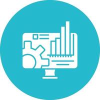 Engineering-Monitor-Glyphe-Kreis-Hintergrund-Symbol vektor