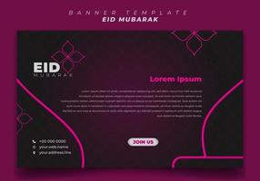 banner malldesign i landskapsbakgrund med feminin design för eid mubarak firande dag. vektor