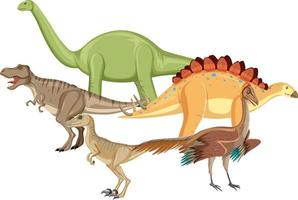 eine Reihe von Dinosauriern und Fossilien vektor