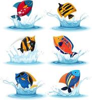 uppsättning av olika vackra fiskar vektor