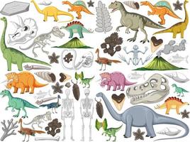 satz verschiedener prähistorischer dinosauriertiere vektor