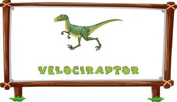 Rahmenvorlage mit Dinosauriern und Text-Velociraptor-Design im Inneren vektor