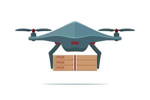 Drohne liefert eine Pizza. Lieferkonzept vektor
