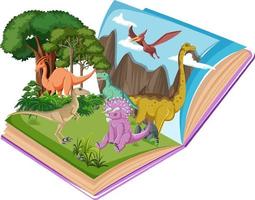 Pop-up-Buch mit Naturszene im Freien und Dinosaurier vektor