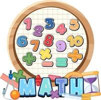 Zählen der Zahlen 0 bis 9 und mathematische Symbole vektor