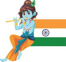 eine Ikone der indischen Flagge mit Vishnu-Gott vektor