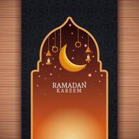 Ramadan Kareem mit abnehmendem Mond und islamischer Kunst vektor