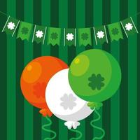 St Patrick Day mit Luftballons Helium und Girlanden hängen vektor