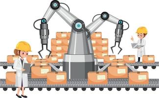 automationsindustrikoncept med löpande bandrobotar vektor