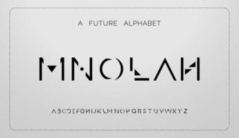 moderne abstrakte Alphabet-Schriftarten. typografietechnologie, elektronisch, film, digital, musik, zukunft, logo kreative schriftart vektor