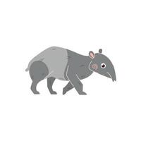 niedliche tapir-vektorillustration. asiatisches Tier mit länglicher Nase isoliert auf weißem Hintergrund vektor