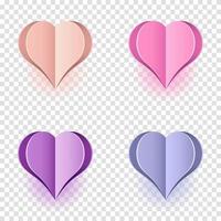 Papierherzen entwerfen. Vektorsymbol der Liebe in Form von Herzen für glückliche Frauen, Muttertag, Geburtstagsgrußkartendesign. Vektor-Illustration