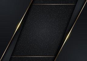 3D-modernes Luxus-Banner-Template-Design mit schwarzen Streifen und goldenem Glitzer-Gold-Linienlicht, das auf dunklem Hintergrund funkelt. vektor