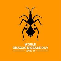 chagasdagen, som uppmärksammas den 14 april varje år för att öka allmänhetens medvetenhet om chagas sjukdom, som orsakas av parasiten trypanosoma cruzi som bärs av kyssbugen. vektor illustration.