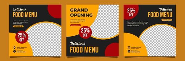 Design von Banner-Vorlagen für köstliche Speisen in den sozialen Medien vektor