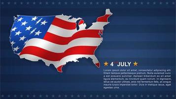 4. juli hintergrund für usa-unabhängigkeitstag mit blauem hintergrund und amerikanischer flagge. Vektor. vektor