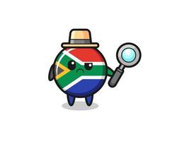 das maskottchen der süßen südafrika-flagge als detektiv vektor