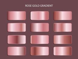 rosa guld metallic färg gradient set samling. designelement vektor