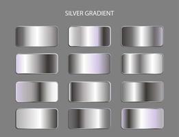 Sammlung von Farbverlaufssets in Silbermetallic. Gestaltungselement vektor