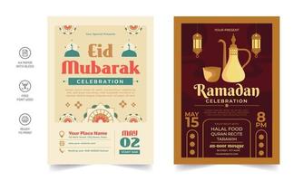 Ramadan Kareem-Flyer. ramadan kareem satz plakate oder einladungsdesign. dekorative Retro-Grußkarte oder Einladungslayout-Design vektor