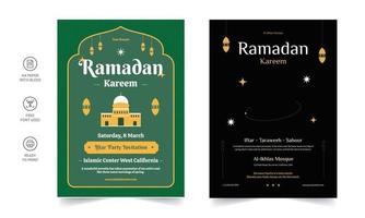 Ramadan Kareem-Flyer. ramadan kareem satz plakate oder einladungsdesign. dekorative Retro-Grußkarte oder Einladungslayout-Design vektor