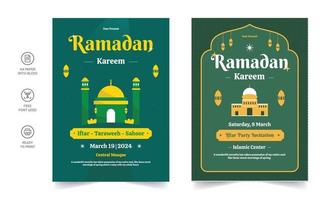 Ramadan Kareem-Flyer. ramadan kareem satz plakate oder einladungsdesign. dekorative Retro-Grußkarte oder Einladungslayout-Design vektor