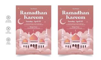 ramadan kareem flygblad. ramadan kareem uppsättning affischer eller inbjudningar design. dekorativa retro gratulationskort eller inbjudan layout design vektor