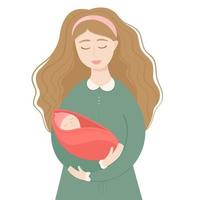 vektor illustration kvinna med nyfödd till hands nytt liv, moderskap. mors dag