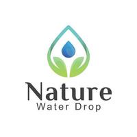 natur löv med vattendroppe logotyp design vektor