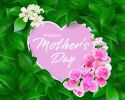 hjärtformad bukett och löv bakgrund betyder glad mors dag. kärlekens dag. jag älskar mamma. realistiska eps-filer. vektor