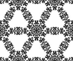 ett mönster av svart rund prydnad på en vit bakgrund. dekorativa sömlösa mönstrade mönster. svart och vit färg. vektorgrafik vintage mönster. för tyg, kakel, tapeter eller förpackningar. vektor
