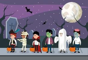 Barn och halloween natt vektor