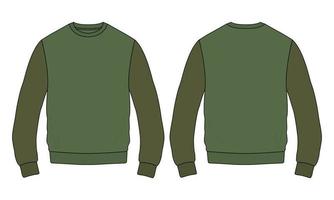 Zweifarbige Langarm-Sweatshirt-Vektorillustrationsvorlage Vorder- und Rückansicht. vektor