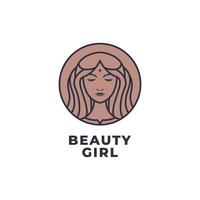 skönhet kvinna ansikte logotyp i linje konst stil vektor illustration design, kvinna ansikte linjär stil