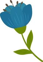 stiliserad blå blomma markerad på en vit bakgrund. vektor blomma i tecknad stil. vektor illustration för hälsningar, bröllop, blomma design.