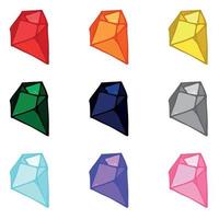 handritade kristaller set. geometriska ädelstenar diamanter vektor illustrationer samling. färgglad glasskärva. för geologi, smyckesbutik, dekoration, spel, webb.