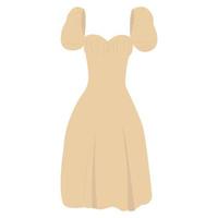 Kleid für Frauen und Mädchen, Sommer, Beige, isoliert auf weißem Hintergrund vektor