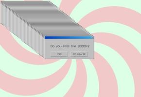 Nostalgie-Konzept der 2000er Jahre. Retro 00er PC-Schnittstelle. Windows-Systemmeldung. Vektorfehlermeldung des Computerbetriebssystems. text vermisst du die 2000er vektor