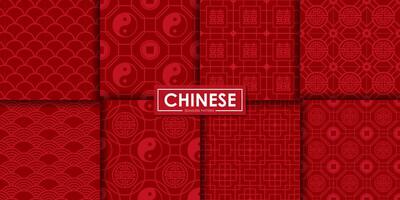 chinesischer nahtloser mustersatz, abstrakter hintergrund, dekorative tapete. vektor