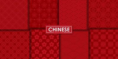 chinesischer nahtloser mustersatz, abstrakter hintergrund, dekorative tapete. vektor